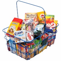 Metall Einkaufskorb mit Verkaufsverpackungen