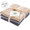 Vorschaubild Mulltuch 3er Pack 65 x 65 cm rauchblau, taubenblau, sand