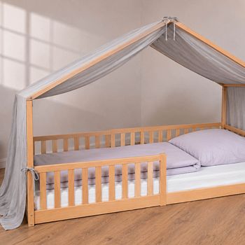 Musselin Baldachin für Hausbett, groß 470x150, grau