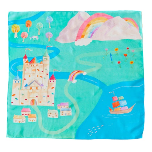 Spieltuch Seide Regenbogenland 53 x 53 cm