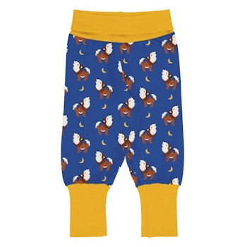 Mitwachsende Krabbelhose Bündchen Wolf blau