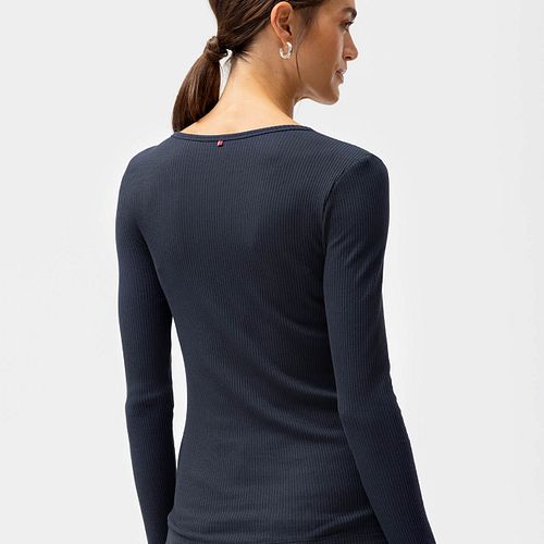 Damen Langarmshirt gerippt blau