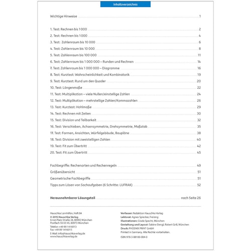 Tests in Mathe – Lernzielkontrollen 4. Klasse