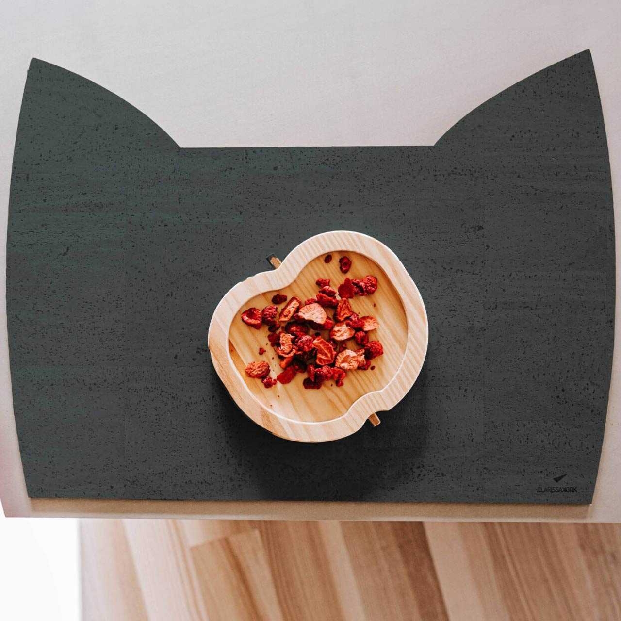Kinder Tischset aus Kork Katze grafit 52 x 36 cm