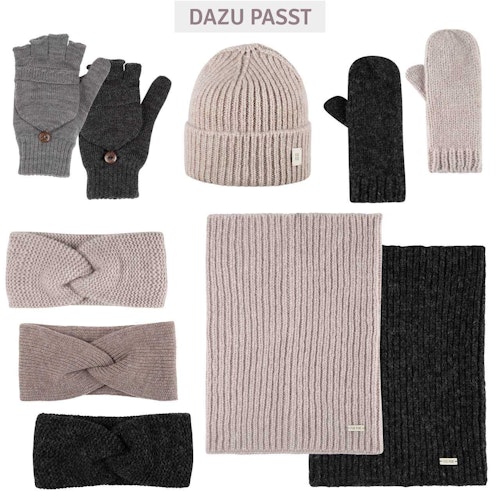 Damen Alpaka-Woll Mütze hellbeige