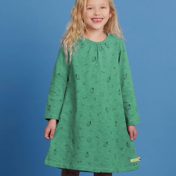 Weiches Kleid Alloverprint currygelb