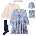 Vorschaubild Langarm Flatterkleid Herbstblumen