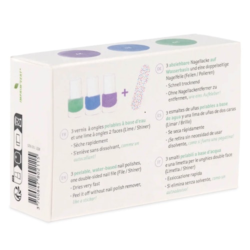 Kinder Nagellack 3er Set Karibik, Electric Blue, Glitzer Violett