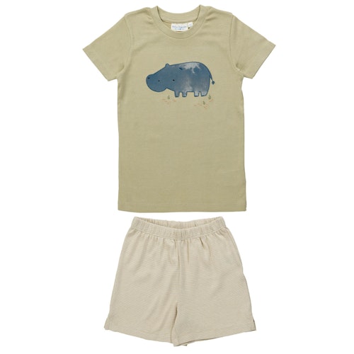 Sommer Kinder Schlafanzug kurz Hippo