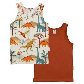 Baumwoll Unterhemden im Doppelpack braun Dinos