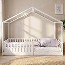 Vorschaubild Montessori Bett 90x200 - Bodenbett mit Rausfallschutz