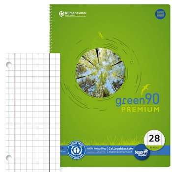 Collegeblock kariert mit Rand – Lineatur 28, DIN A4