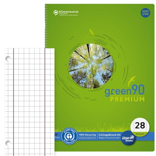 Collegeblock kariert mit Rand – Lineatur 28, DIN A4