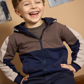 Hoodie mit Reißverschluss blau, braun, beige