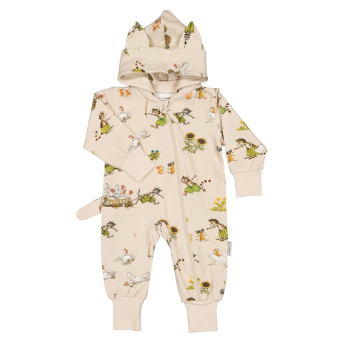 Strampler langarm Zipper Pettersson und Findus Alloverprint