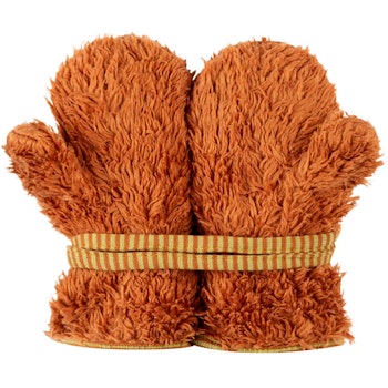 Plüsch Handschuhe Biobaumwolle karamell-braun