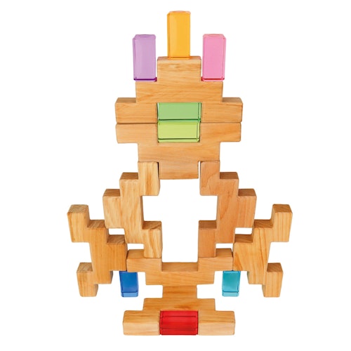 Treppenklötze mit Lichtbauquadern 16 Stück im Holzrahmen