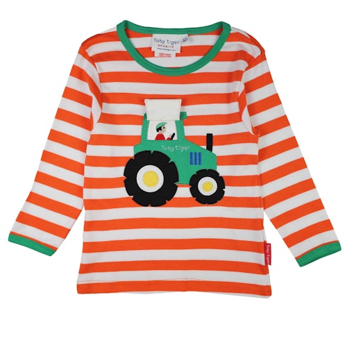 Gestreiftes Langarmshirt Traktor-Applikation