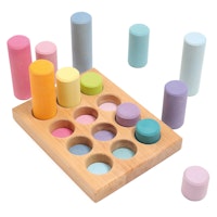 Steckspiel Kleine Walzen Pastell, 12 Teile inkl Sortierbrett