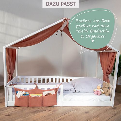 Montessori Bett 90x200 - Bodenbett mit Rausfallschutz