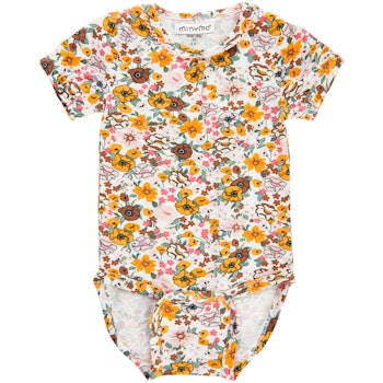 Weißer kurzarm Body Blümchen