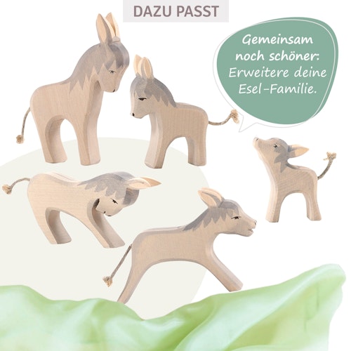 Esel laufend Holzfigur 8,5 cm