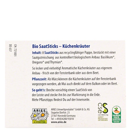 SaatSticks Oregano Basilikum Thymian - 8 Stück