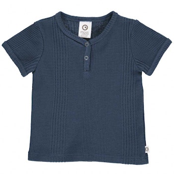 Strukturiertes T-Shirt kurzarm navy