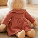 Vorschaubild Puppen-Strickkleid 35-45cm pfirsich, Bio-Baumwolle