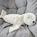 Vorschaubild XL Kuscheltier & Wärmekissen Robbe Dinkelspelz weiß