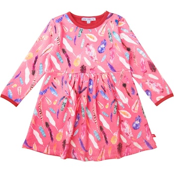 Feder-Druck pink Flatterkleid Sweat