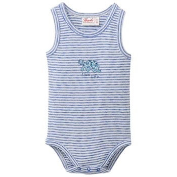 Ärmelloser Body blau gestreift