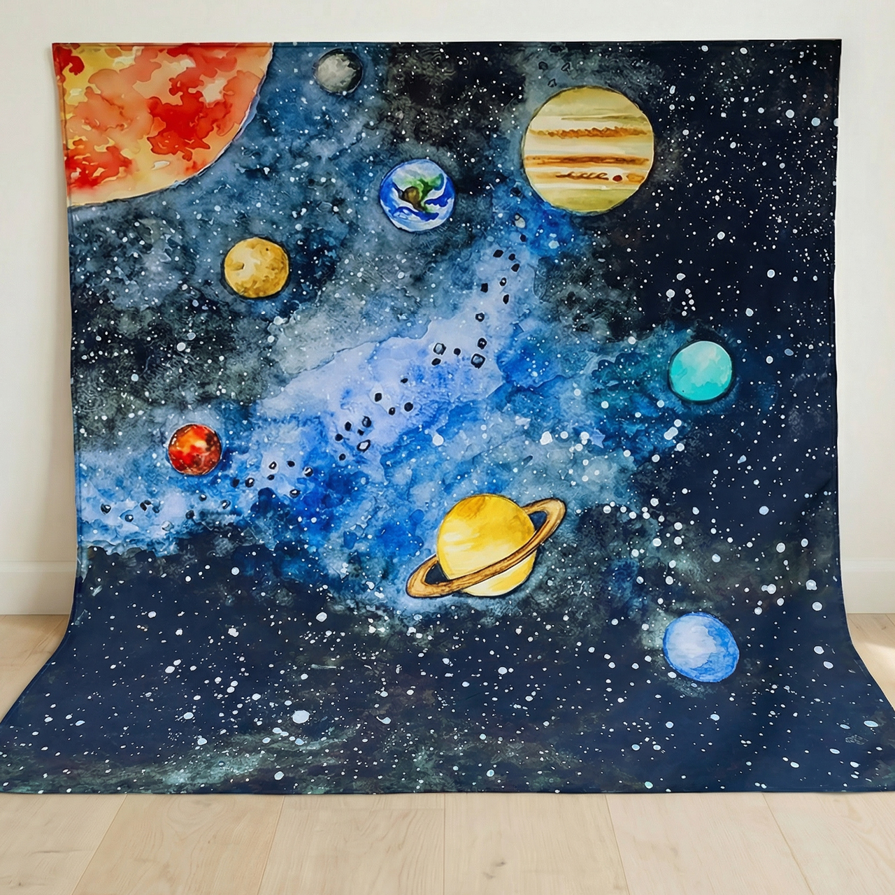 Spieltuch Bio-Baumwolle Sonnensystem 100 x 100 cm