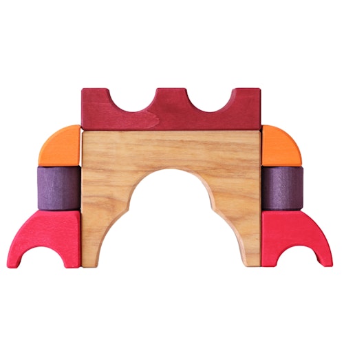 Bauspiel rot 8 Teile im Rahmen 18,6 x 18,6 cm