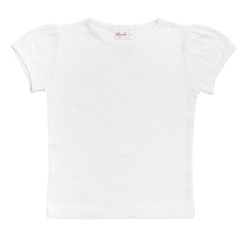 Ajour Mädchen T-Shirt in weiß