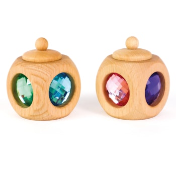Zahndose aus Holz mit Funkelsteinen pastell 1 Stück