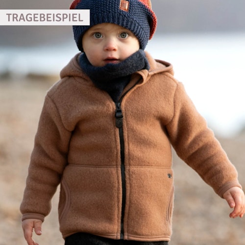 Schurwolle Fleece Jacke Kapuze