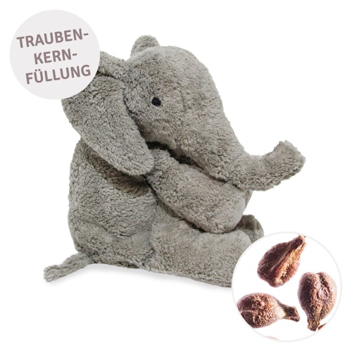 Elefant klein Traubenkernfüllung  Wärmekissen grau