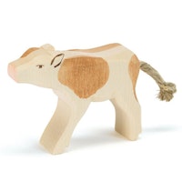 Kalb braun gefleckt Holzfigur trinkend 6,5 cm hoch