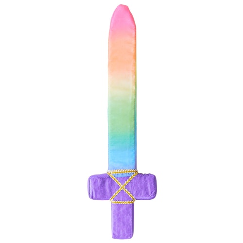 Regenbogen Ritterschwert weich aus Seide 43 cm