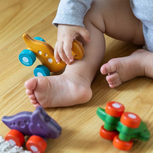 Spielzeugauto Dino „Trio“ Schiebetier ab 12 Monate