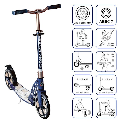 Alu Scooter Creme bis 100kg 6-99 Jahre 215/230mm-Räder