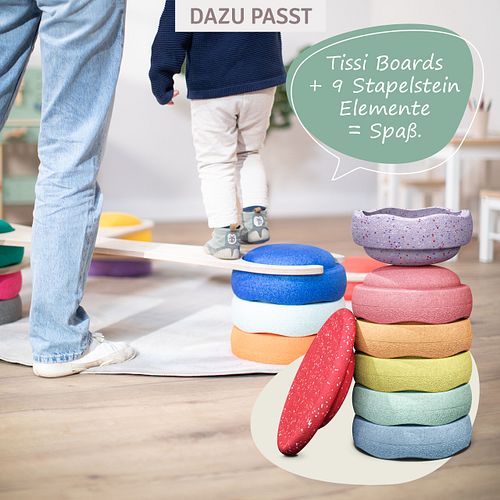  Stapelstein® Winter Special Rainbow Set pastel + Balanceboard