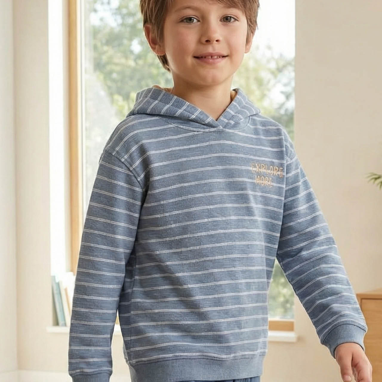 Sweat Hoodie blau gestreift