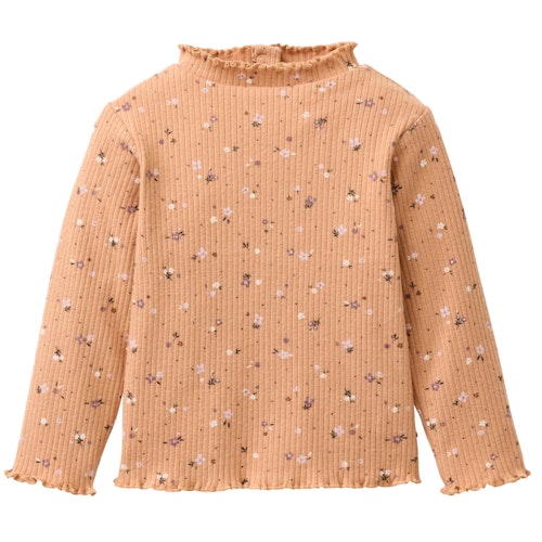 Geripptes Langarmshirt Stehkragen