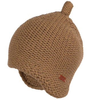 Zipfel Strickmütze Wolle Seide dunkelbeige