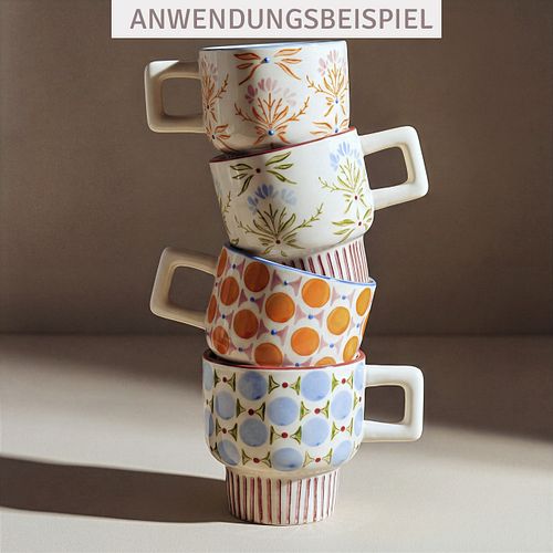 Tasse RETROFLORIA Punkte orange 250 ml stapelbar