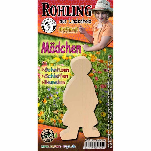Schnitzrohling Holzfigur- Mädchen