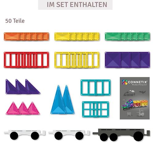 Connetix Magnetbausteine Transportset inkl. Räder 50 Teile