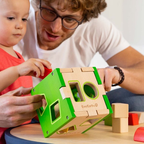 Holz Sortierbox mit 10 Steinen abnehmbarer Deckel